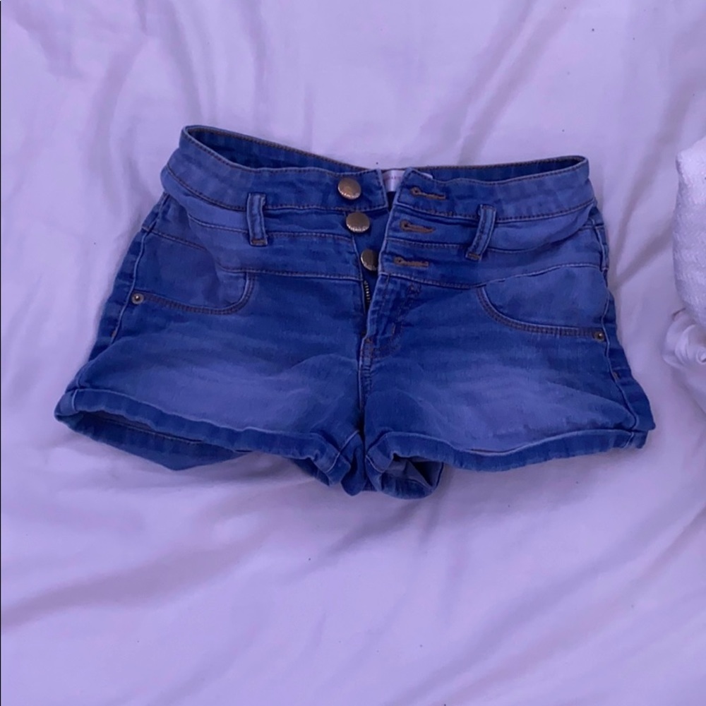 Blue High Waisted “Jean” Shorts